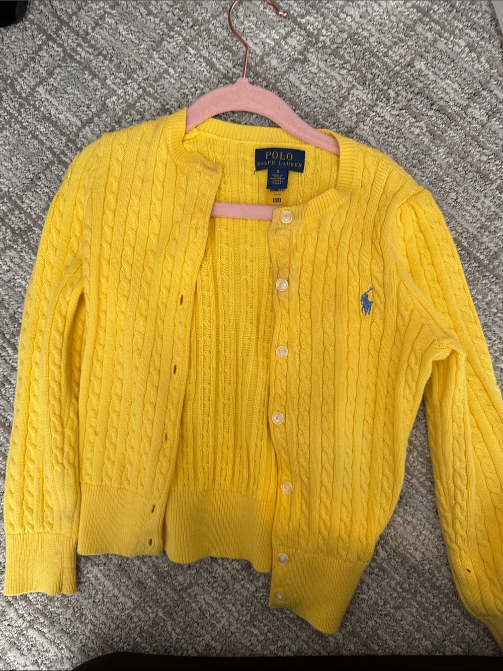 Polo by Ralph Lauren Bright Yellow Cable-Knit Cardigan